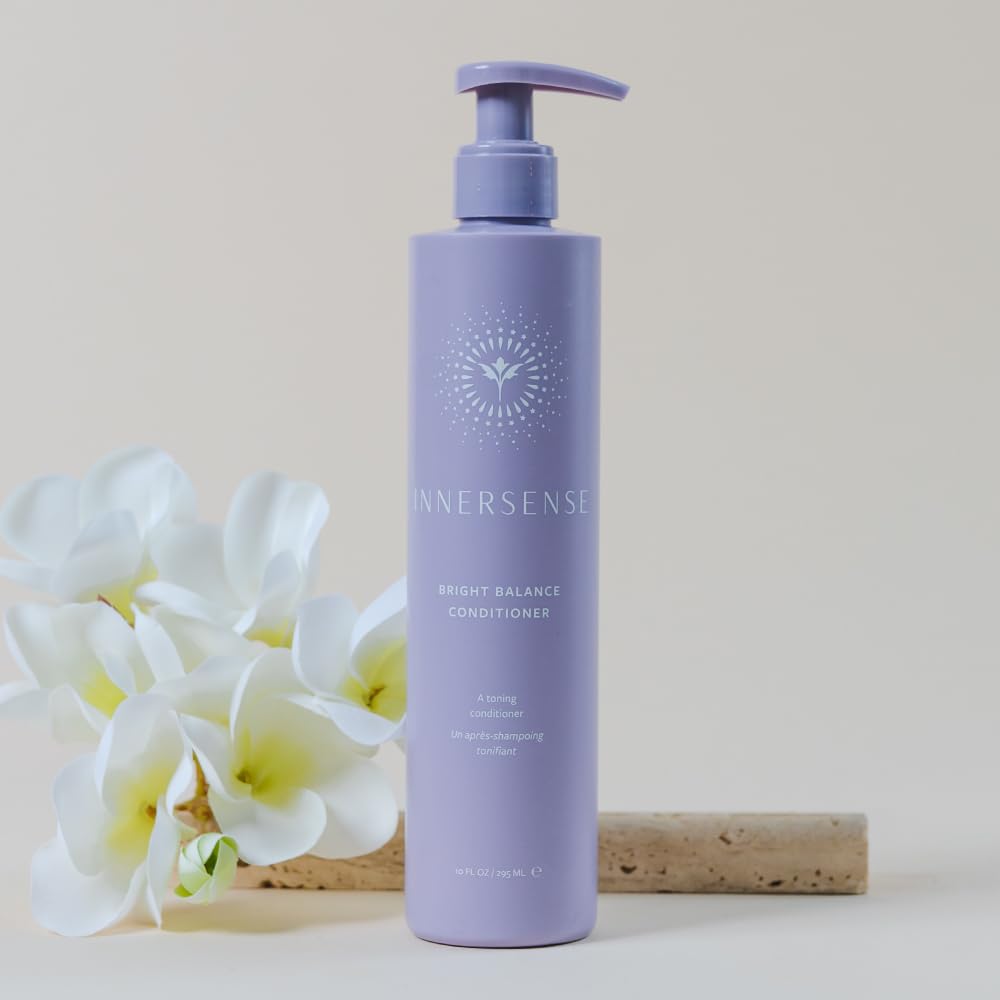 INNERSENSE Organic Beauty - Bright Balance Purple Toning Conditioner | Coconut + Pumpkin Seed Oil to Nourish + Moisturize Light + Gray Hair | Non-Toxic, Cruelty-Free | Paraben Free (10 fl oz | 295 ml)