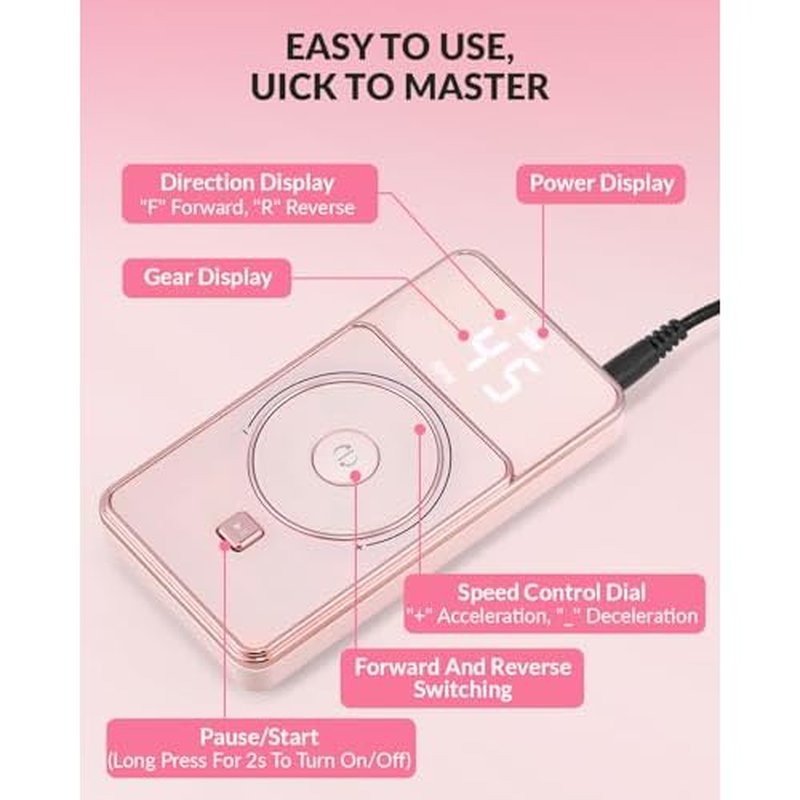 BAOSHISHAN Professional Nail Drill Machine, 45000RPM Rechargeable Cordless Nail Drill with Holder &11 Drill Bits for Acrylic Nails Remove Nail Gel Polish Manicure for Salon Home