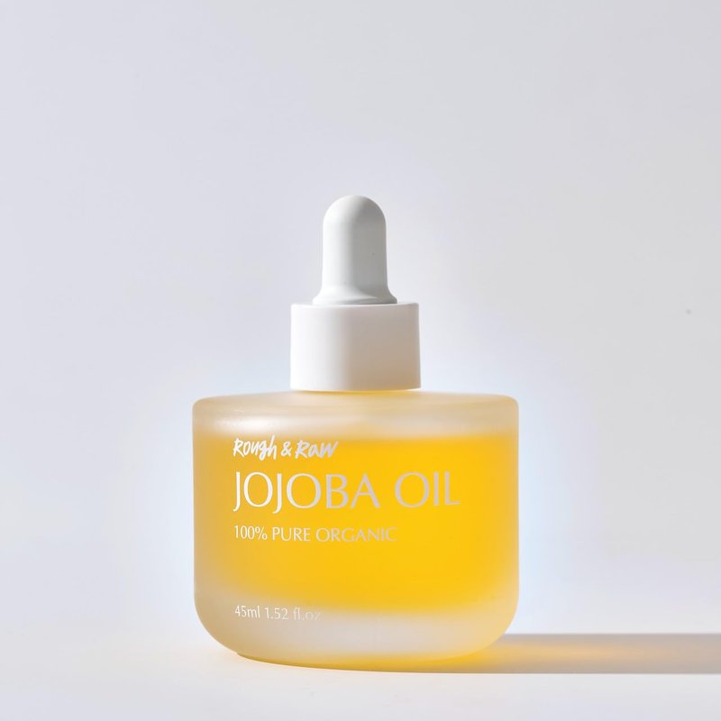 Rough & Raw USDA 100% Pure Organic Golden Jojoba Oil – Cold Pressed, Unrefined – Natural Moisturizer for Hair, Skin, Face & Nails – Carrier Oil for Essential Oils from Israel, made in Korea 1.52 fl.oz