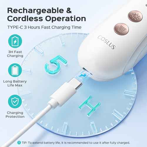 COSLUS Professional Manicure Pedicure Kit, 5-in-1 Electric Nail File for Toenail Hand Feet Care - Wider Grinder for Thick Nails, Cordless, 5 Speed, for Men Women Seniors Home Salon, White, C43(END10)