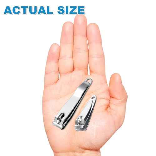 20-Pack Stainless Steel Fingernail Toenail Nail Clippers Bulk Set - 16 Small +4 Medium Size Nail Care Set Toe & Finger Nail Clipper for Men/Women Travel, Homeless Care Supplies
