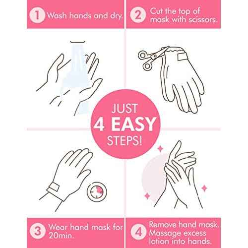 DERMAL Moistfull Silky Hand Mask Gloves 3 Pairs for Dry Hands - Intensive Repairing with Collagen and Shea Butter - Nourishing & Moisturizing Renew Hand Mask - Refreshing Peach Scent