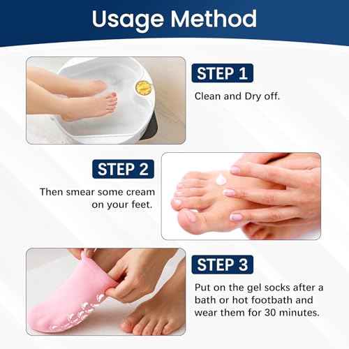Moisturizing Gel Socks for Women, Full Foot Silicone Socks (Up to Size 7.5) - 2 Pairs Spa Foot Socks with Aloe Vera, Vitamin E & Oil for Dry Cracked Feet, Heel Repair Treatment