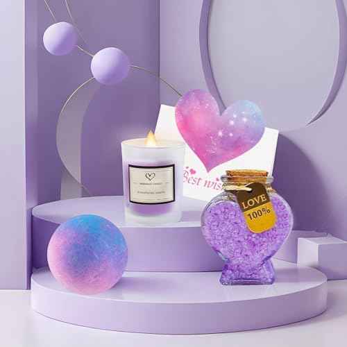 Birthday Gift Basket for Women Purple Blue Relaxing Spa Self Care Bath Gift Set for Her with 20 Oz Tumbler Cup for Graduation, Teacher Appreciation Week, Mother¡¯s Day Gift Ideas Christmas Gifts