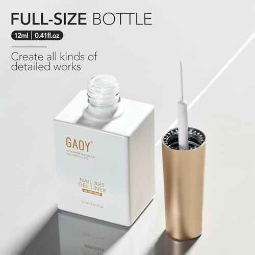 GAOY White Swirl Gel Nail Polish Art Liner, 12ml Classic Color Nail Paint Design with Thin Brush, UV Light Cure for DIY French Manicure at Home