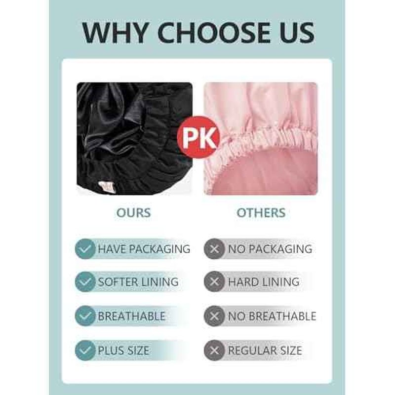 Years calm Reusable Waterproof Shower Caps for Women, Hair Caps for Showers, Double-Layer Elastic Design, for All Hairstyles, Travel-Friendly (black)