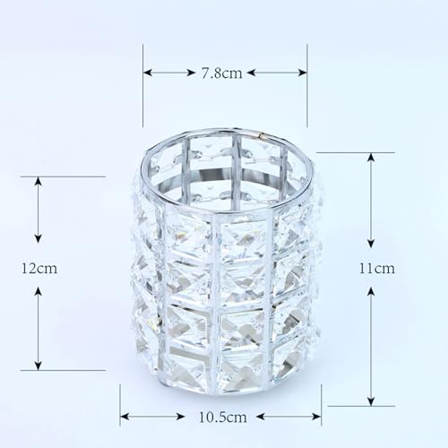 LUGUNU Makeup Brush Holder with Silver Crystal Bling ? Elegant Vanity Organizer for Brushes, Pens & Pencils, Ideal for Bathroom or Office Countertop(2Pack)