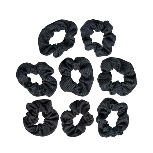 Goody Ouchless scrunchie, Black, 8 Count (Pack of 1)