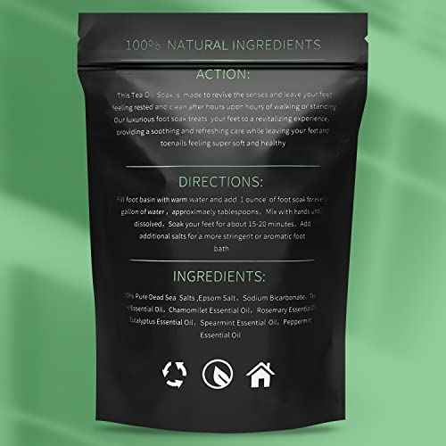 Tea Tree Oil Foot Soak with Epsom Salt - Pedicure Foot Spa for Toenail Fungus Treatment, Nail Discoloration, Stubborn Foot Odor and Itchiness -16 oz