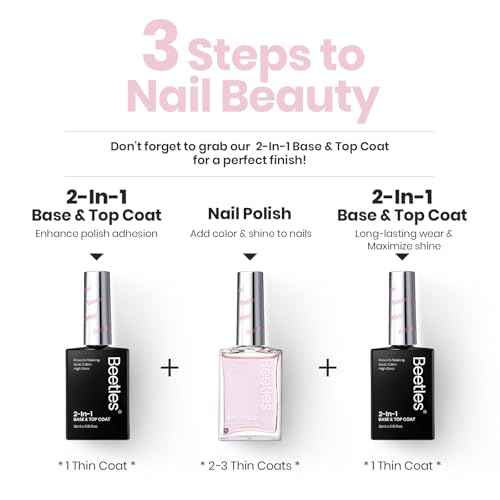 Beetles Nail Strengthener - Pink Shine Nail Concealer Air Fast Dry Natural Nail Hardener and Growth Treatment for Thin Damaged Nails Imperfection Masking 15ML Gifts for Women