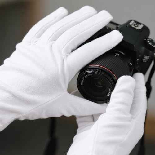 100% White Cotton Gloves for Dry Hands, Moisturizing & Eczema Overnight, Work Gloves Liners, Ideal for Sleep & Spa Treatment, Coin Jewelry Silver Inspection, Medium, One Size, 3 Pairs