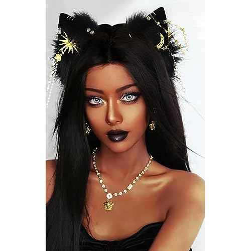 Cat Ears Headwear Headband,Animal Fluffy Neko Hairhoop Handmade,Head Accessories Halloween Cosplay Fancy Dress Party