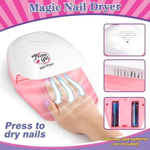 Kids Foot Spa & Nail Kit Set, Kids Spa Day Kit for Girls, Massage Foot Soak Tub and Nail Dryer, Manicure Pedicure Art Salon Girl Gift for 5-12, Christmas Birthday Gifts