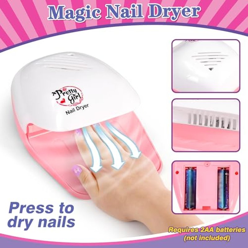 Kids Foot Spa & Nail Kit Set, Kids Spa Day Kit for Girls, Massage Foot Soak Tub and Nail Dryer, Manicure Pedicure Art Salon Girl Gift for 5-12, Christmas Birthday Gifts