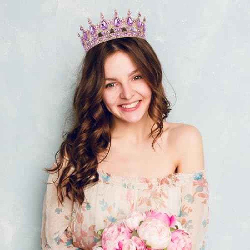 CAVETEE Crystal Crowns for Women Full Round Queen Tiara for Women Bridal Wedding Prom Princess Birthday Decorations Birthday Crown Cake Topper
