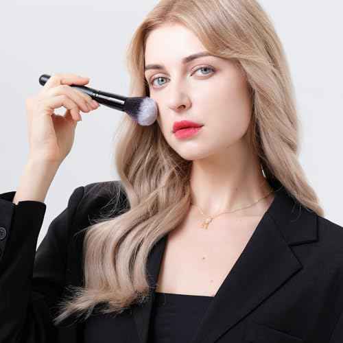 DUcare Makeup Brushes 15Pcs Premium Synthetic Kabuki Makeup Brush Set, Professional Foundation Concealers Powder Blush Blending Face Eye Shadows Black Brush Sets