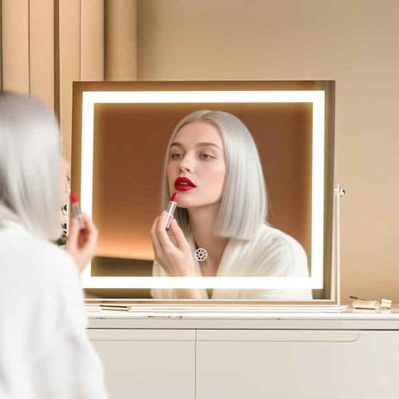 MINISO Vanity Mirror with Lights-15.7" x 11.8" LED Makeup Mirror, 3 Color Modes Touch Control and Brightness Adjustment Lighting Mirror, 10X Magnifying Glass, 360¡Æ Rotation