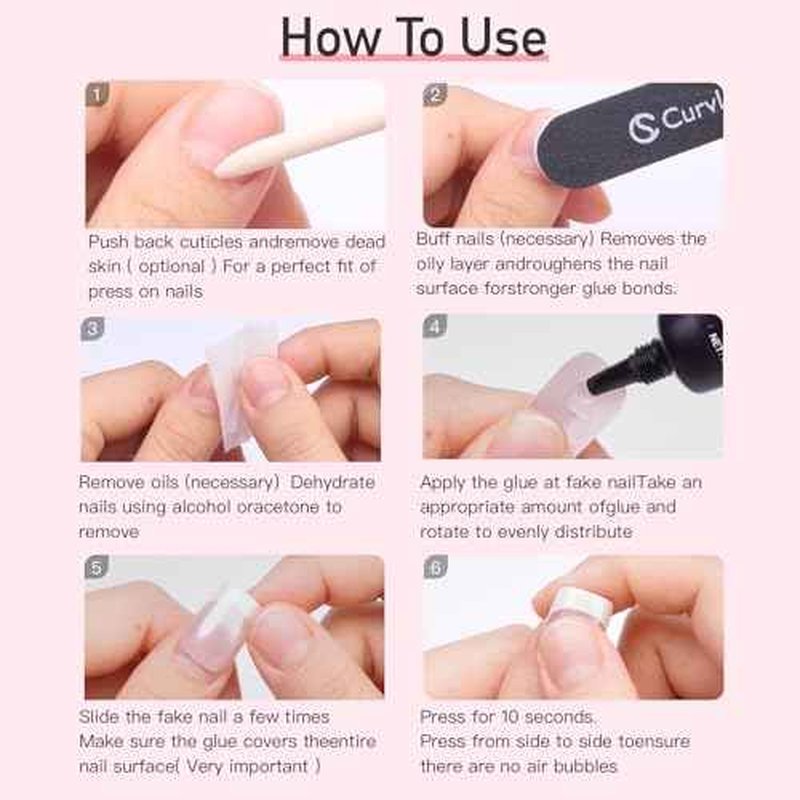 CurvLife Nail Tips Semi Solid Nail Glue 2g (5pcs) - Super Strong, Soft Glue Gel Quick Drying Adhesive for Press On Nails, No UV Light Needed