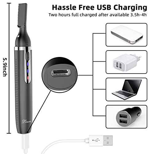 Eyebrow Trimmer and Facial Hair Remover, Rechargeable Hair Removal Women's Electric Shaver Razor for Peach Fuzz Chin Cheek Upper Lip (Black)