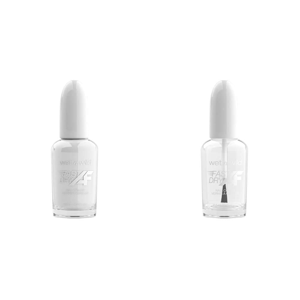 Wet n Wild Fast Dry AF Nail Color - Long-Lasting White Nail Polish | Lovey Dove-y, 0.46 Fl Oz