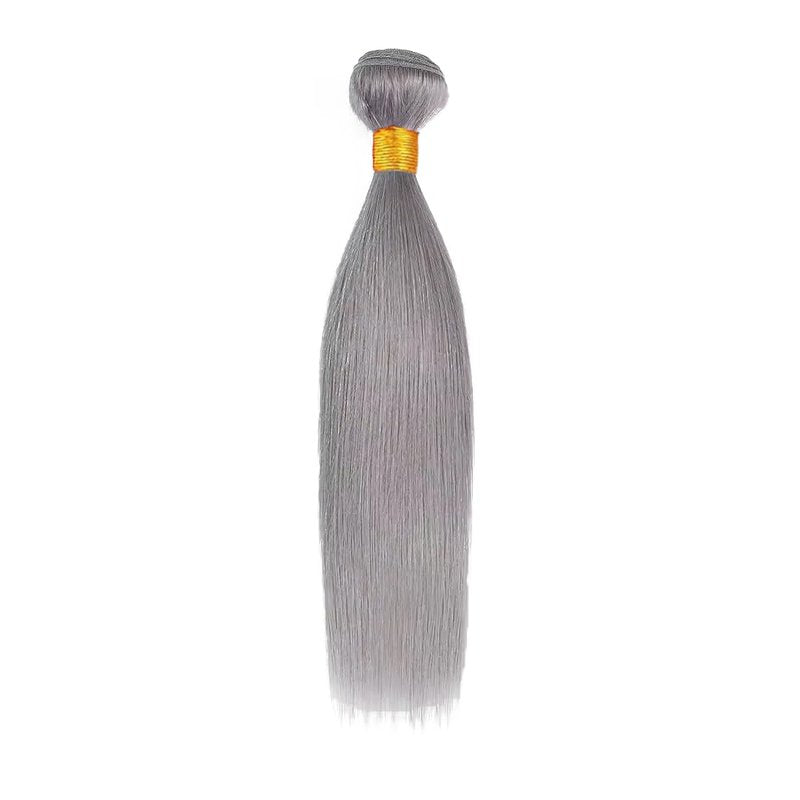 Grey Bundles Straight Bundles Human Hair 22 Inch Unprocessed Brazilian Virgin Weave Hairs Gray 1 Bundle 50 Gram Per Bundle Human Hair Extensions