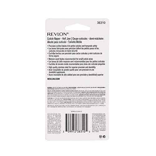 Revlon Half Jaw Cuticle Nipper, Manicure Tool for Nail Care, Hangnail Clipper, For More Precise Trims, Non-Slip Grip, Stainless Steel, 1 Count