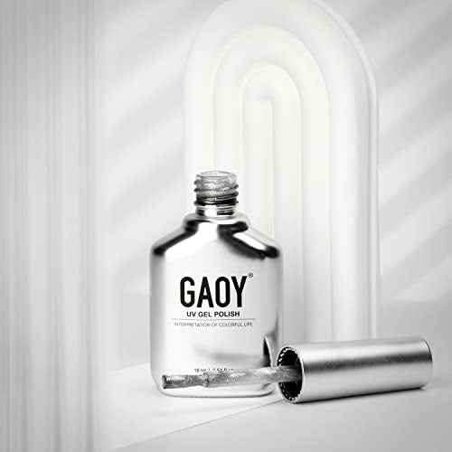 GAOY Cat Eye Gel Nail Polish, Glitter Holographic Nail Polish with Magnet, 16ml Reflective Translucent UV Gel for DIY at Home, 1138 Silver