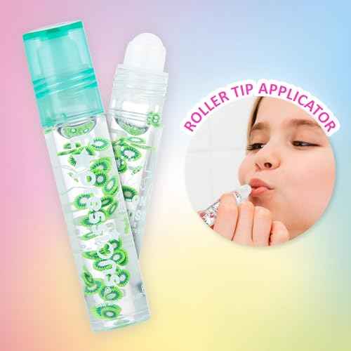 EXPRESSIONS 10pc Roll On Lip Gloss Set with Carrying Case, 10-Pack Glossy Lip Makeup - Assorted Fruity Flavors, Non Toxic, Kid Friendly, Party Gift, Best Friends