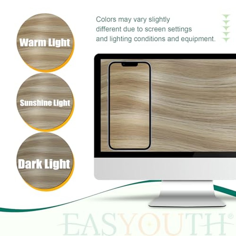 Easyouth Ponytail Extension Human Hair Blonde Pony Tails Hair Extensions Golden Blonde Highlighted Blond Wrap Around Ponytail Extensions for Women 12 Inch 70g