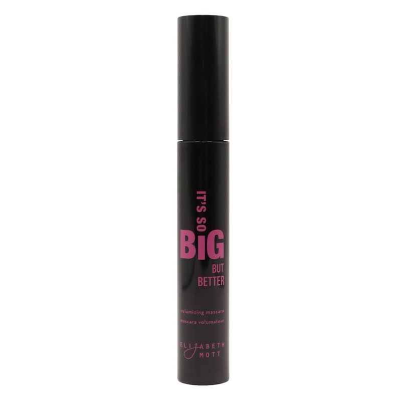 Elizabeth Mott Black Volumizing Mascara – Smudge-Proof, Lengthening Fiber Formula, Hourglass Wand – Clump-Free, Water-Resistant & Cruelty-Free – Safe for Lash Extensions, Long-Lasting, Full-Size 8ml
