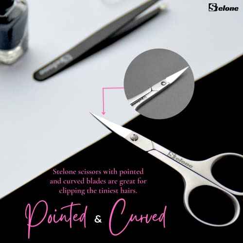 Multi Purpose Eyebrow Scissors Stainless Steel Curved Blade Cuticle Scissors for Manicure and Cosmetic, Brow Scissors for Facial Hair & Eyelash Trimming