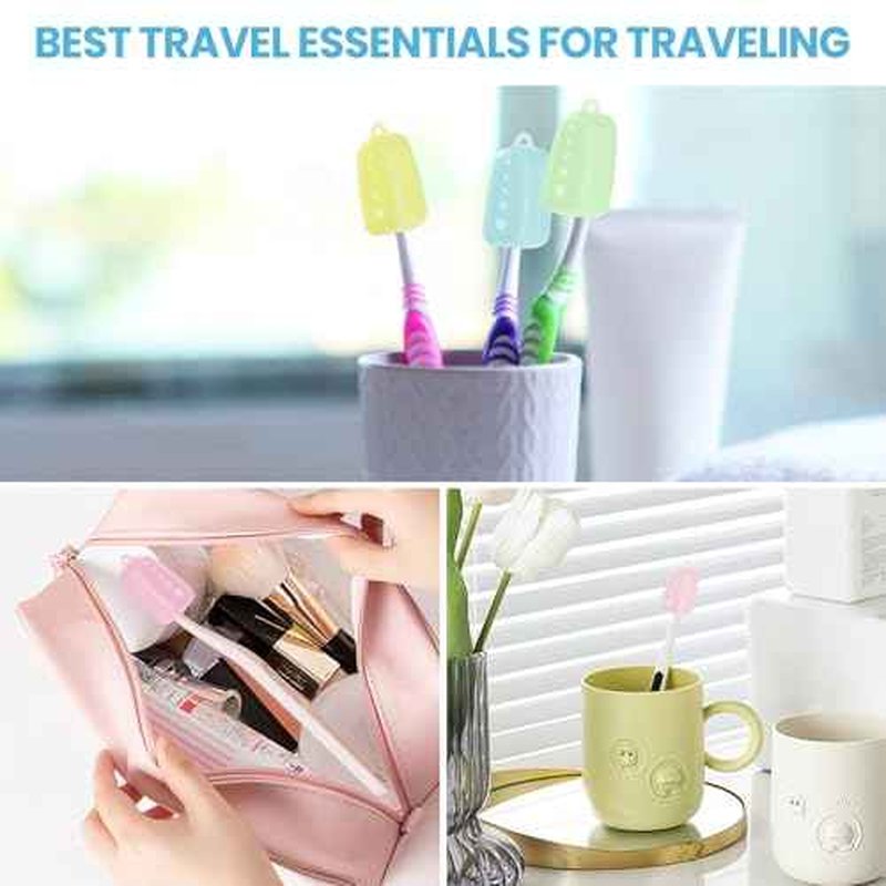 6 Packs Silicone Toothbrush Covers, Tooth Brush Cover Cap for Electric & Manual Toothbrushes, Toothbrush Travel Essentials