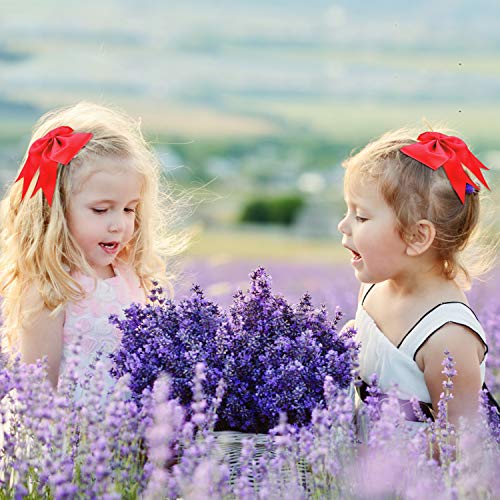 2 Packs Jumbo Cheerleading Bow 8 Inch Large Cheer Hair Bows with Ponytail Holder for Teen Girls Softball Outfit Uniform(Red)