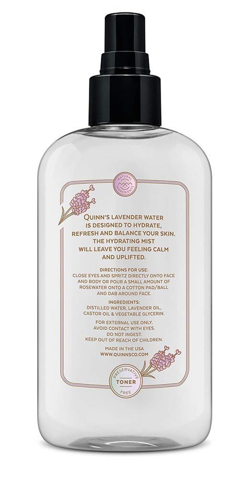 Quinn’s Lavender Water- Natural Pillow Spray - Relaxing Aromatherapy - Facial Body Mist 8 Ounce