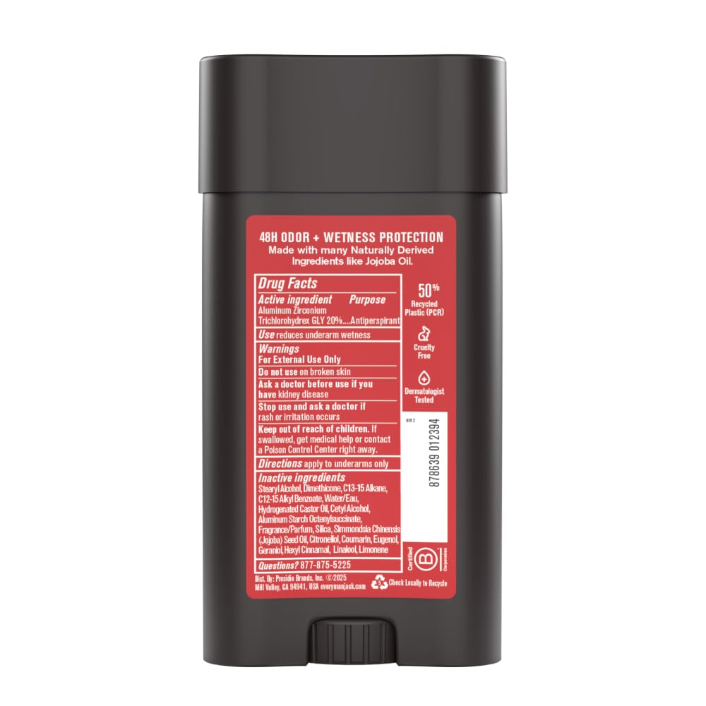 Every Man Jack Men’s Cedar + Red Sage Antiperspirant Deodorant – New & Improved Formula – 48-Hour Odor & Sweat Defense– 2.6 oz (2 Pack)