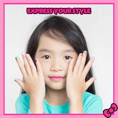 Townley Girl Hello Kitty 8 Pack Non-Toxic Peel-Off Shimmer and Opaque, Water-Based Safe Nail Polish Set with Nail Dryer for Kids, AA Batteries Not Included, Ages 3 and Up