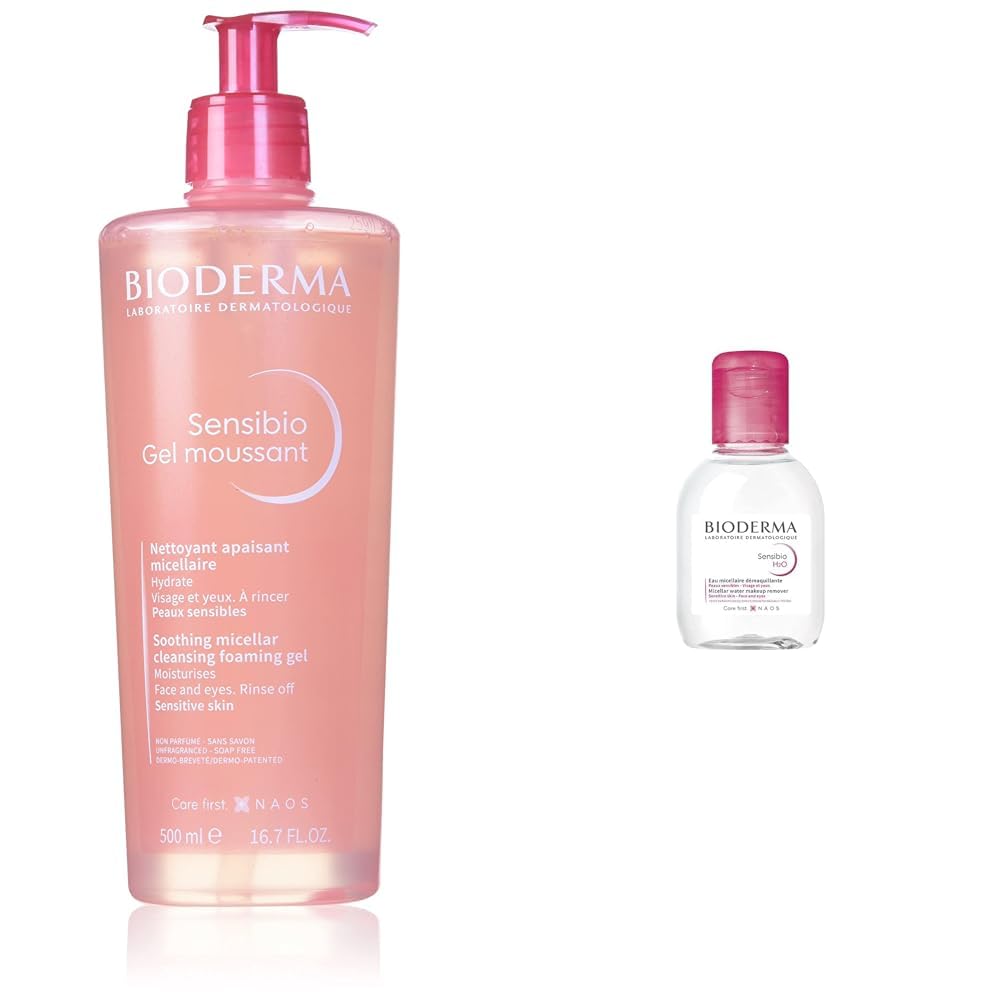 Bioderma Sensibio Foaming Gel - Micellar Cleanser & Makeup Remover for Sensitive Skin | Fragrance-Free, No Rinse
