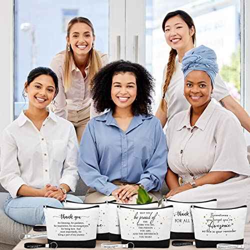 Sanwuta 48 Pcs Thanksgiving Day Make up Bags for Women Employee Appreciation Cosmetic Bags Canvas Keychains Bulk Gifts for Coworkers Nurse Team Staff(Classic)