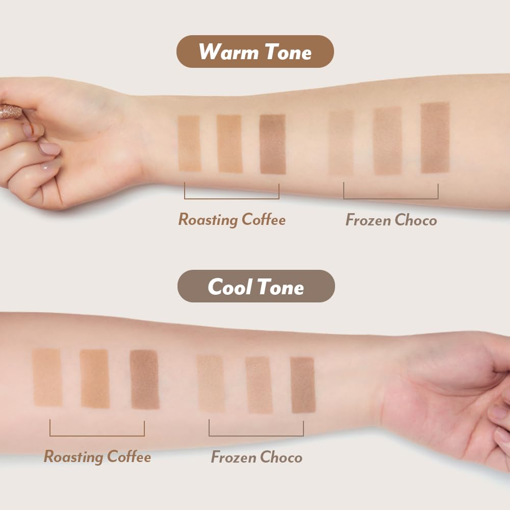 I'M MEME Contour Palette - Afternoon Tea_FrOzen Choco | Bronzer for Face & Cheeks, Matte Powder, Natural Makeup, Buildable Coverage, Light to Medium, Easy Blendable, For Cool Tone Skin, 0.4 Oz