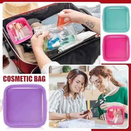 Hushee 4 Pcs Clear Nylon Makeup Bag for Women Gifts Preppy Cosmetic Bag PVC Travel Toiletry Zipper Pouch Waterproof Storage Organizer Pouch for Women(Mini)