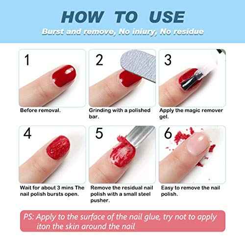 2 Pack Gel Nail Polish Remover, Gel Polish Remover for Nails, Easily Magic Soak-Off Gel Polish in 2-5 Minutes - Safe, No Need For Foil, Soaking Or Wrapping (with 1 Cuticle Pusher and Nail Scraper)