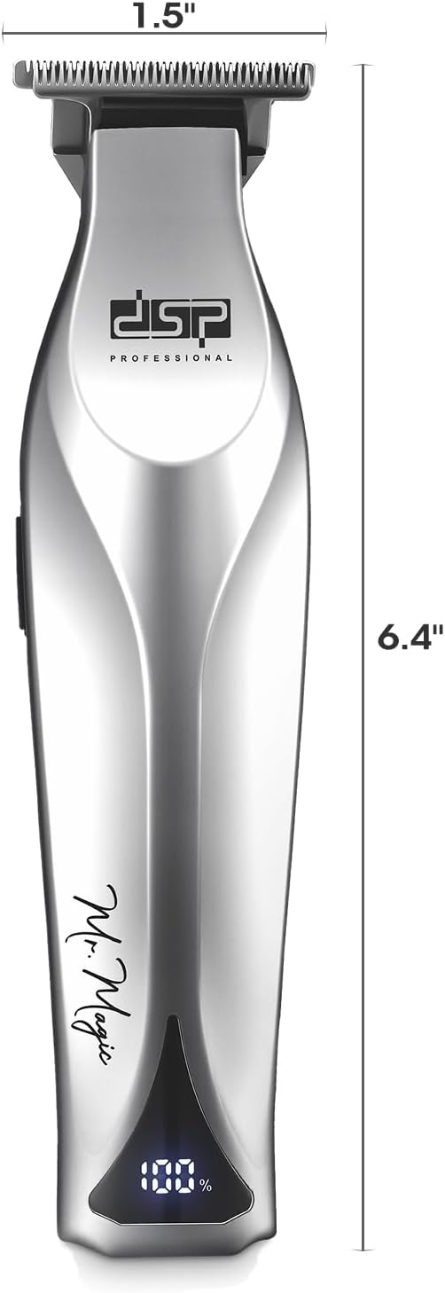 DSP Professional T Blade Beard Trimmer for Men - Cordless Zinc Alloy Barbershop Edger | Silver Finish