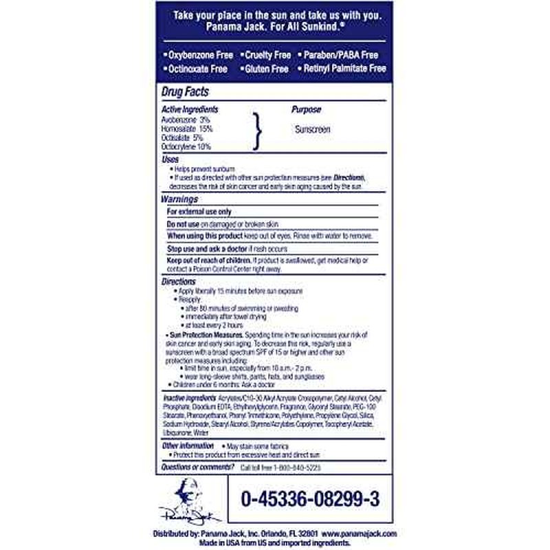 Panama Jack Sport Sunscreen Lotion - SPF 100, Broad Spectrum UVA/UVB Protection, Non-Greasy, PABA, Paraben, Gluten & Cruelty Free, 3 FL OZ (Pack of 12)