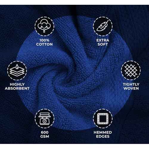 Avalon Towels Luxury Washcloths Value Pack of 12 ? Premium Cotton, Soft & Absorbent Wash Cloths for Body and Face, Hotel and Spa Quality Wash Clothes, Quick Dry and Machine Washable (Royal Blue)