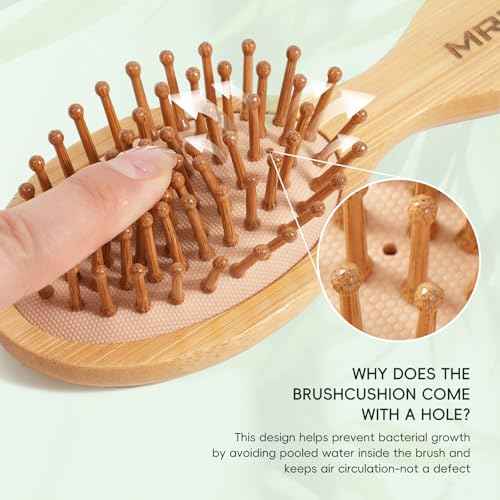 MRD Bamboo Hair Brush Set, 4-Piece Detangling Hairbrush and Comb Kit, Paddle Brush for Women Men Kids, All Hair Types-Gift Box