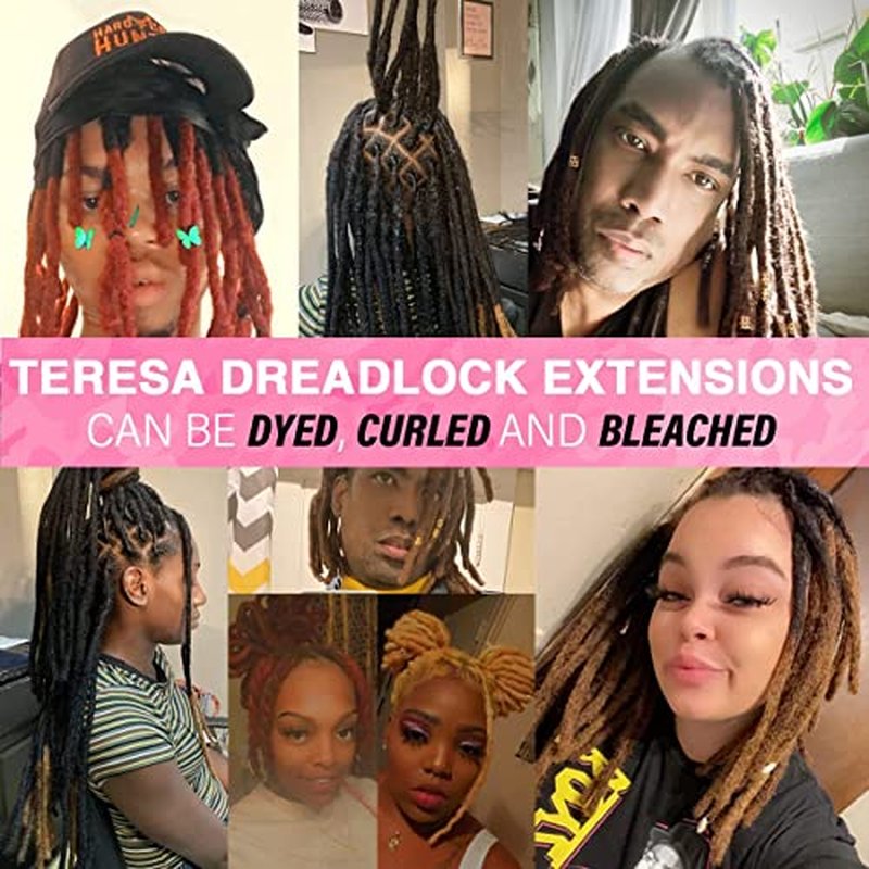 Teresa 8 Inch 20 Strands 100% Human Hair Dreadlock Extensions for Man/Women,Full Head Handmade Permanent Human Loc Extension (Medium Size Width 0.8cm,#27,Honey Blonde)