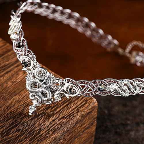 Renaissance Medusa Snake Crown - Medieval Retro Elf Viking Crown Braided Viking Tiara Fairy Circlet Silver Snake Vintage Celtic Headband Cosplay Halloween Elf Headpiece for Men and Women
