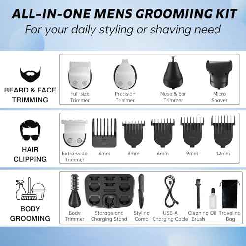 Beard Trimmer for Men Professional Grooming Kit,Face Mustache Trimmers for Men,6 in 1 Mens Beard Trimmer,Cordless Electric Nose Body Hair Clippers,Gifts for Mens Husband Fathers Boys