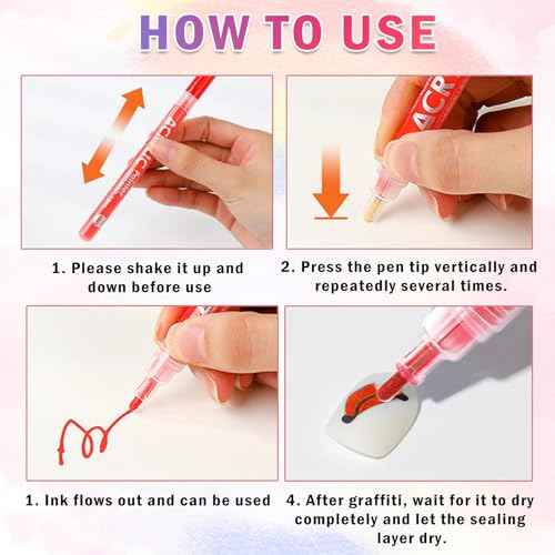 12 Colors Nail Art Pens Set Nail Polish Pens Nail Art Drawing Pen Quick Dry Waterproof Nail Art Painting Pens kit for Home DIY Nail Art Design