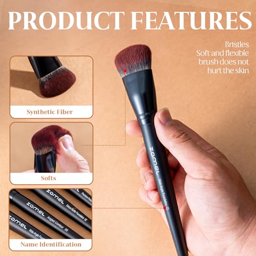 ZAMEL 26Pcs Black labeled Makeup Brushes Set Professional,Full Face ULTRA SOFT Hair Makeup Brush Set Contains large powder Foundation Ultimate Blending Make up Brush set Blush Concealers Eyeshadow